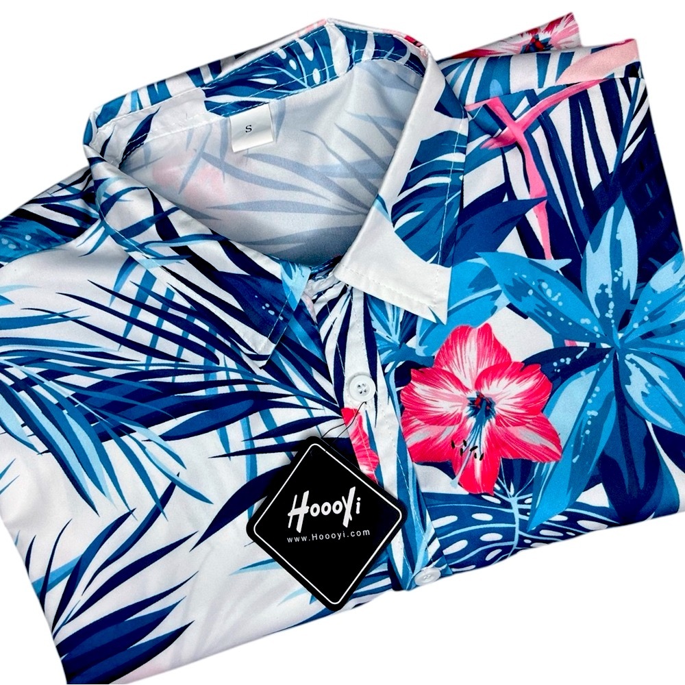 ~ 🌴 NWT Flamingo Tropical 🌴
Print Button Up Shirt...
... Men's Blue Floral…‎